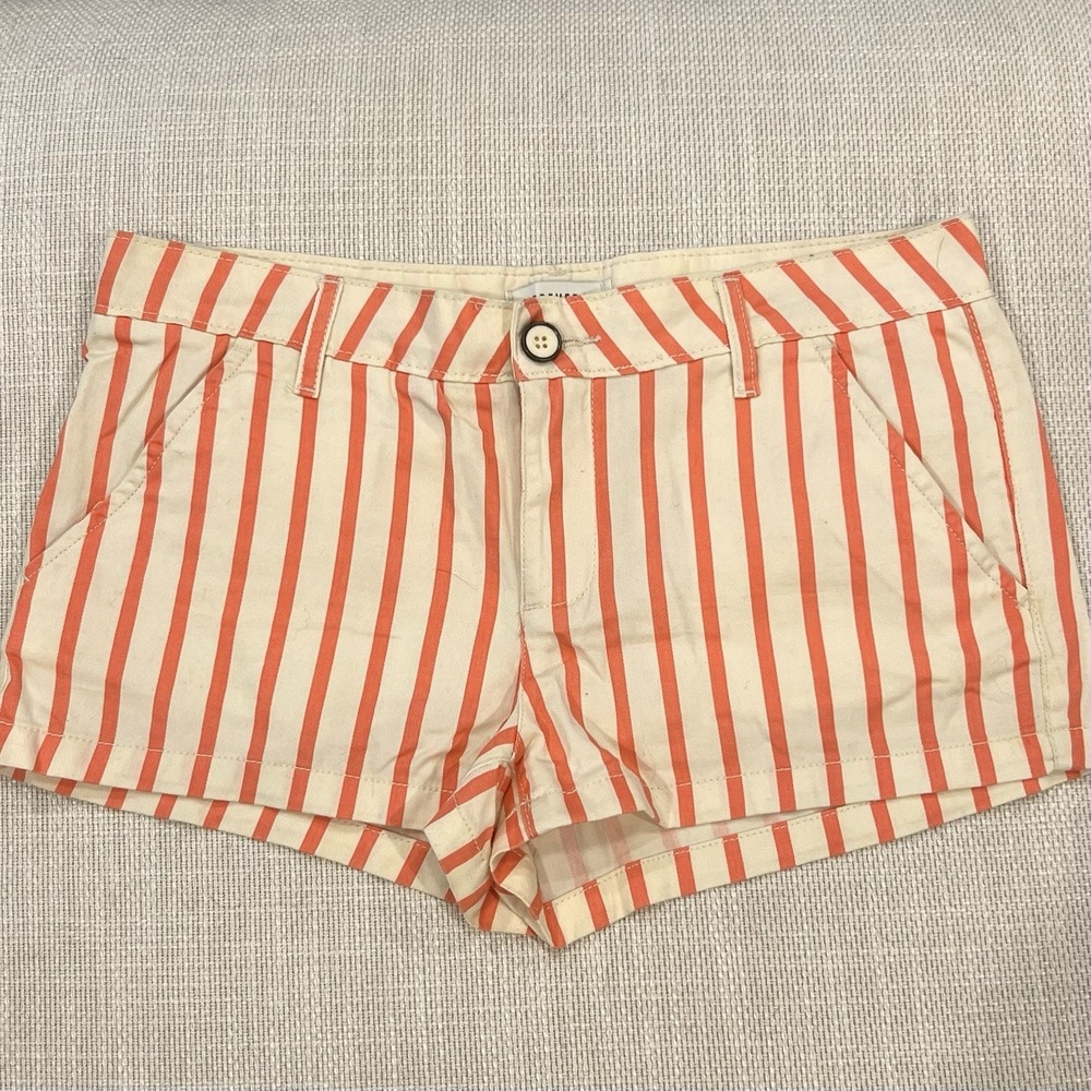 Forever 21 Shorts Womens 27 Orange Ivory Striped Pockets High-Rise